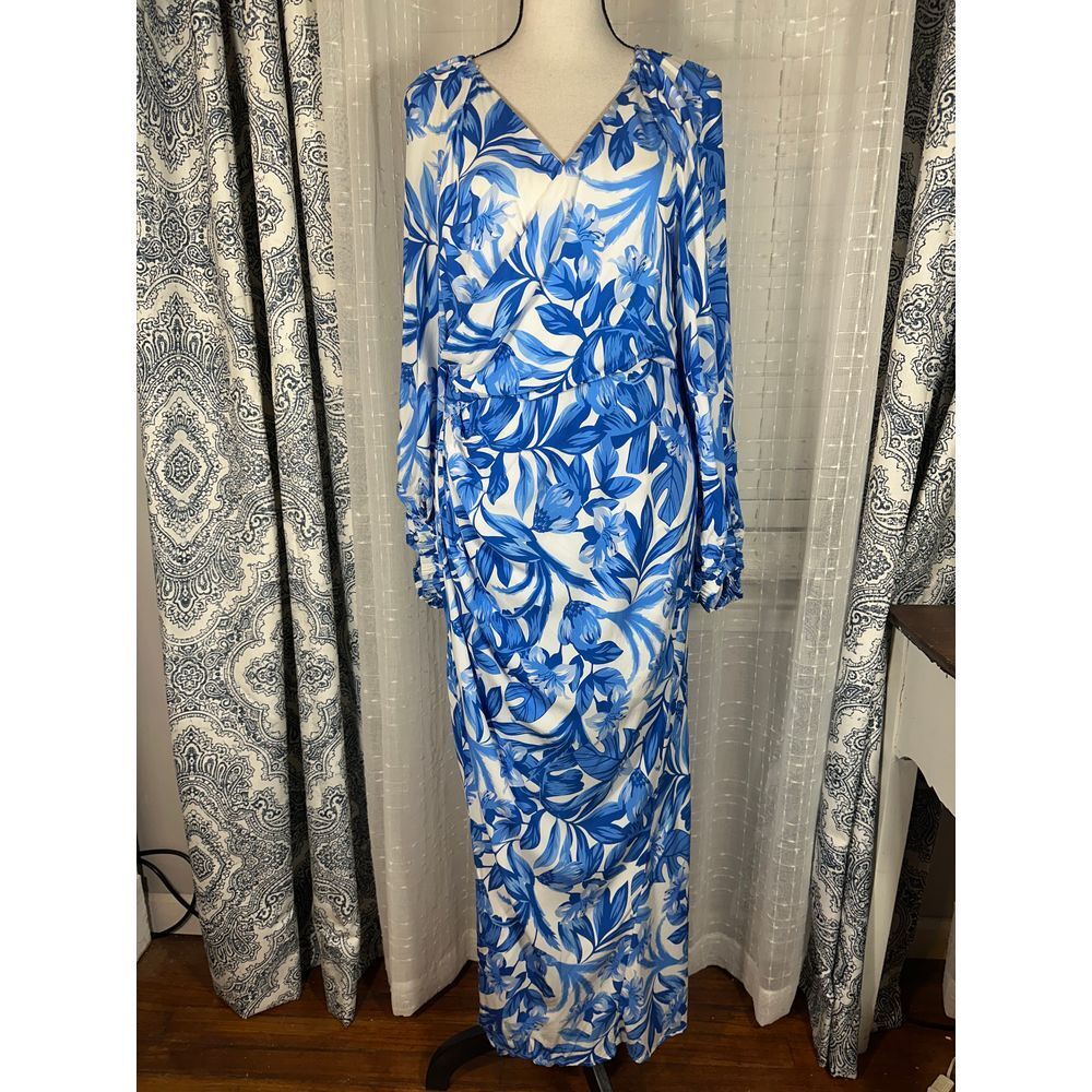 Petal And Pup Floral Midi Wrap Dress Long Sleeve Boho Day Tea Event Size L